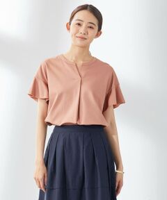 L size ONWARD(大きいサイズ) / エルサイズオンワード カットソー | 【UVケア・接触冷感】コンパクトコットンスムース キーネック カットソー