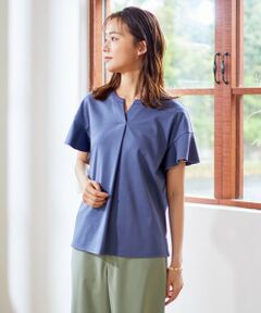 L size ONWARD(大きいサイズ) / エルサイズオンワード カットソー | 【UVケア・接触冷感】コンパクトコットンスムース キーネック カットソー