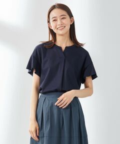 L size ONWARD(大きいサイズ) / エルサイズオンワード カットソー | 【UVケア・接触冷感】コンパクトコットンスムース キーネック カットソー