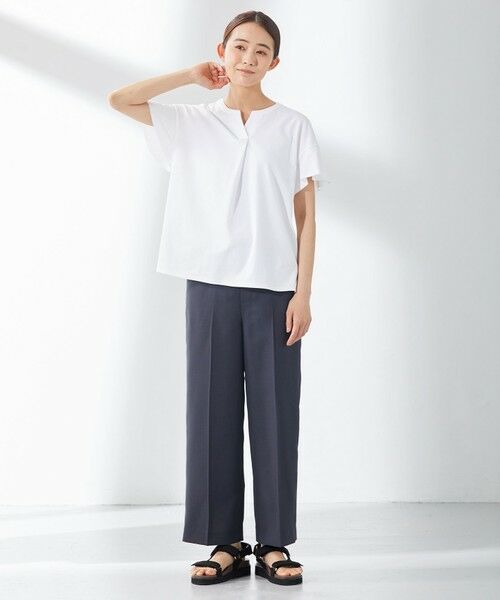 L size ONWARD(大きいサイズ) / エルサイズオンワード カットソー | 【UVケア・接触冷感】コンパクトコットンスムース キーネック カットソー | 詳細1