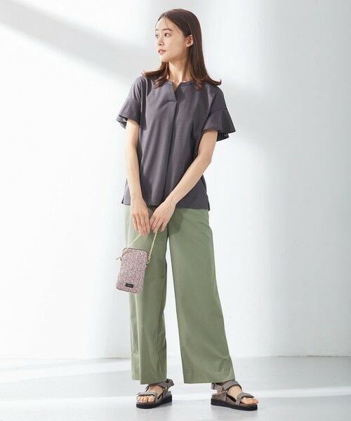 L size ONWARD(大きいサイズ) / エルサイズオンワード カットソー | 【UVケア・接触冷感】コンパクトコットンスムース キーネック カットソー | 詳細3