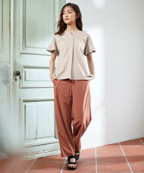 L size ONWARD(大きいサイズ) / エルサイズオンワード カットソー | 【UVケア・接触冷感】コンパクトコットンスムース キーネック カットソー | 詳細13