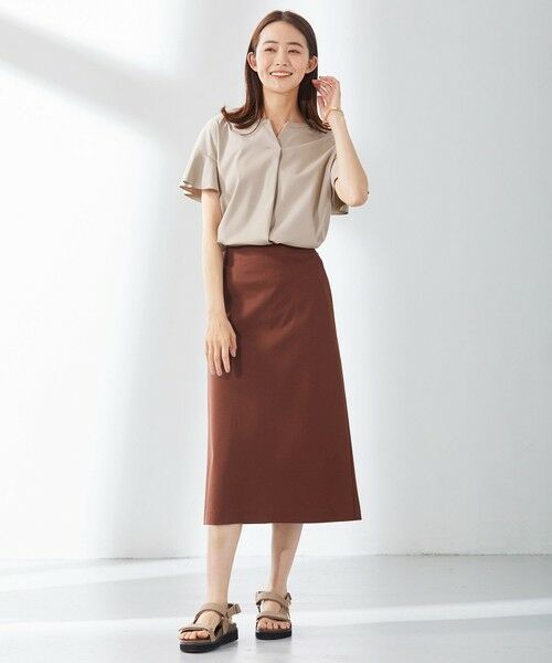 L size ONWARD(大きいサイズ) / エルサイズオンワード カットソー | 【UVケア・接触冷感】コンパクトコットンスムース キーネック カットソー | 詳細14