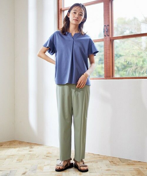 L size ONWARD(大きいサイズ) / エルサイズオンワード カットソー | 【UVケア・接触冷感】コンパクトコットンスムース キーネック カットソー | 詳細16