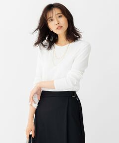 L size ONWARD(大きいサイズ) / エルサイズオンワード カットソー | 【洗える】オーガニックコットンリブ クルーネック カットソー