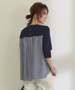 【WEB限定カラー有】コットンポンチジャージー バックデザイン カットソー