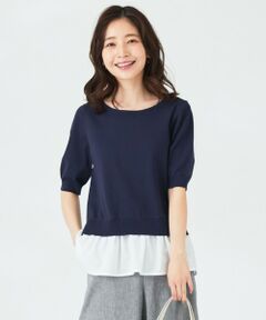 L size ONWARD(大きいサイズ) / エルサイズオンワード ニット・セーター | 【洗える】シャツテール ニットＴシャツ