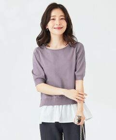 【洗える】シャツテール ニットＴシャツ