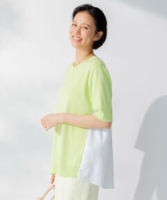 L size ONWARD(大きいサイズ) / エルサイズオンワード ニット・セーター | 【洗える】ハイツイストコットンアセテート バックデザイン プルオーバーニット