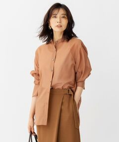 L size ONWARD(大きいサイズ) / エルサイズオンワード シャツ・ブラウス | ウールシアーボイル バンドカラー シャツ