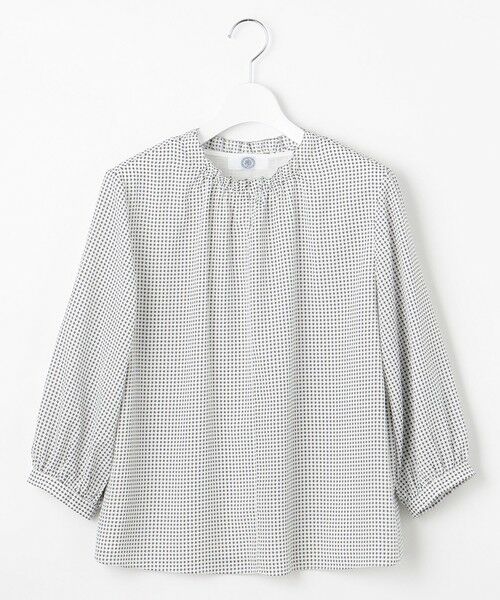 L size ONWARD(大きいサイズ) / エルサイズオンワード カットソー | 千鳥プリント スリットフリルネック カットソー | 詳細7