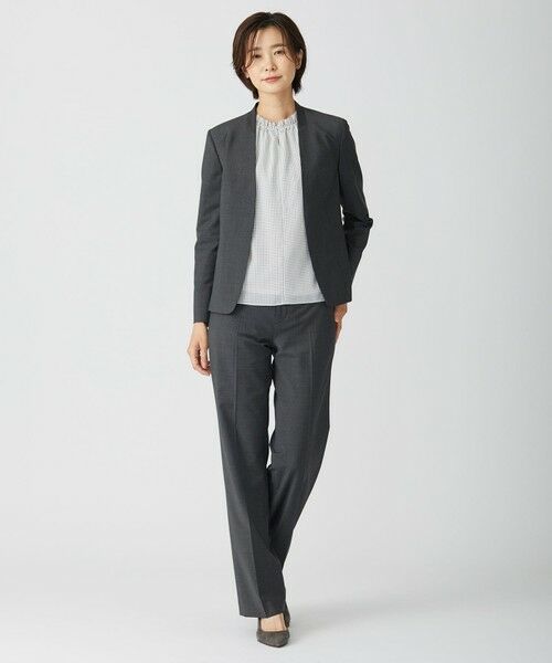 L size ONWARD(大きいサイズ) / エルサイズオンワード カットソー | 千鳥プリント スリットフリルネック カットソー | 詳細4