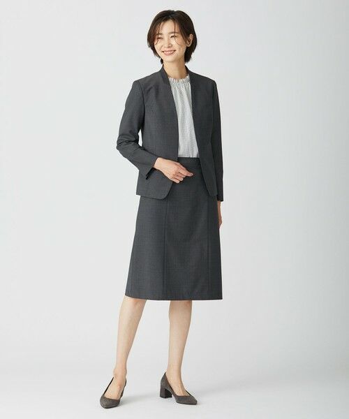 L size ONWARD(大きいサイズ) / エルサイズオンワード カットソー | 千鳥プリント スリットフリルネック カットソー | 詳細6