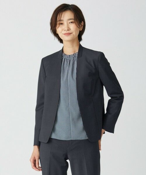 L size ONWARD(大きいサイズ) / エルサイズオンワード カットソー | 千鳥プリント スリットフリルネック カットソー | 詳細9