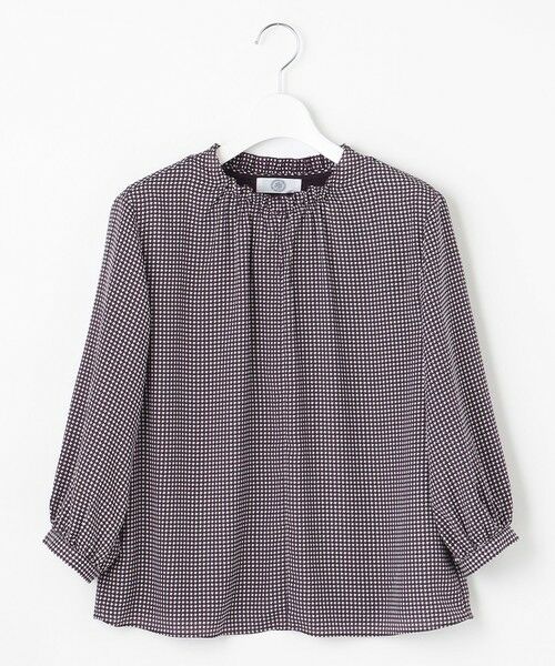 L size ONWARD(大きいサイズ) / エルサイズオンワード カットソー | 千鳥プリント スリットフリルネック カットソー | 詳細16