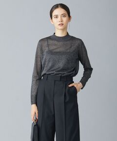 L size ONWARD(大きいサイズ) / エルサイズオンワード ニット・セーター | 【洗える】ラメシアー モックネックニット