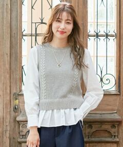 L size ONWARD(大きいサイズ) / エルサイズオンワード ニット・セーター | 【洗える】シャツコンビ ニット