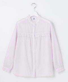 L size ONWARD(大きいサイズ) / エルサイズオンワード シャツ・ブラウス | 【洗える】セルロースコットン ストライプ フリル ブラウス