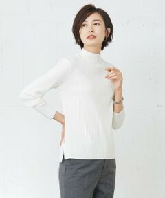 L size ONWARD(大きいサイズ) / エルサイズオンワード カットソー | 針抜きフライス ボトルネック カットソー