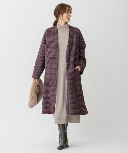 L size ONWARD(大きいサイズ) / エルサイズオンワード ミニ丈・ひざ丈ワンピース | 【洗える】ウールミックス ニットワンピース | 詳細4