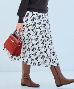 L size ONWARD(大きいサイズ) / エルサイズオンワード ミニ・ひざ丈スカート | ペイントフラワープリント スカート