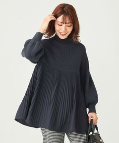 L size ONWARD(大きいサイズ) / エルサイズオンワード ニット・セーター | 【洗える】ハイネックプリーツコンビ ニット