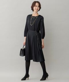 L size ONWARD(大きいサイズ) / エルサイズオンワード ロング・マキシ丈ワンピース | 【洗える】ライトサテンプリーツ ワンピース