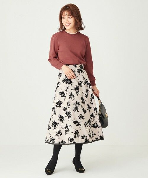 L size ONWARD(大きいサイズ) / エルサイズオンワード ミニ・ひざ丈スカート | フラワーブーケフロッキー スカート | 詳細3