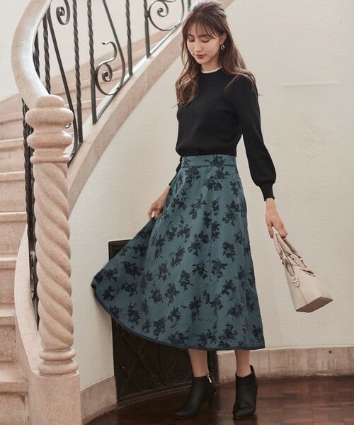 L size ONWARD(大きいサイズ) / エルサイズオンワード ミニ・ひざ丈スカート | フラワーブーケフロッキー スカート | 詳細6