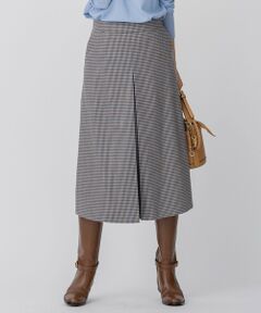 L size ONWARD(大きいサイズ) / エルサイズオンワード ミニ・ひざ丈スカート | ウールミルドストレッチ チェック フロントタックAラインスカート