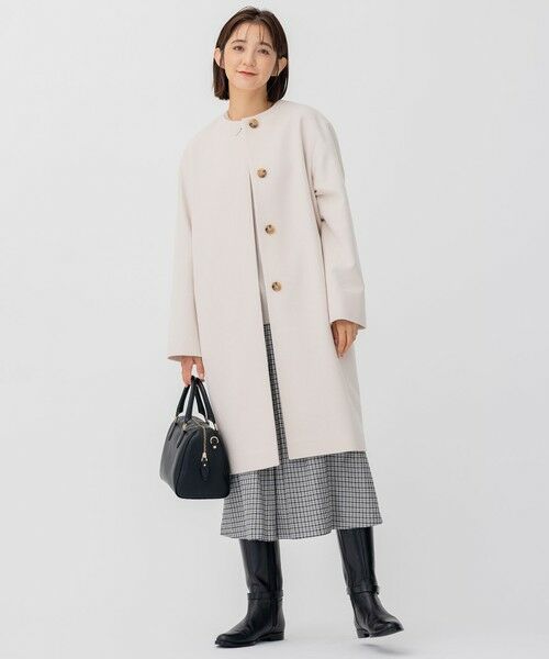 L size ONWARD(大きいサイズ) / エルサイズオンワード ミニ・ひざ丈スカート | ウールミルドストレッチ チェック フロントタックAラインスカート | 詳細5