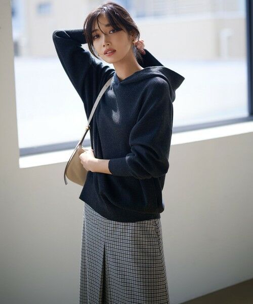 L size ONWARD(大きいサイズ) / エルサイズオンワード ミニ・ひざ丈スカート | ウールミルドストレッチ チェック フロントタックAラインスカート | 詳細1