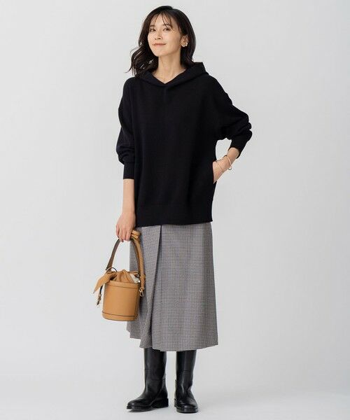 L size ONWARD(大きいサイズ) / エルサイズオンワード ミニ・ひざ丈スカート | ウールミルドストレッチ チェック フロントタックAラインスカート | 詳細7