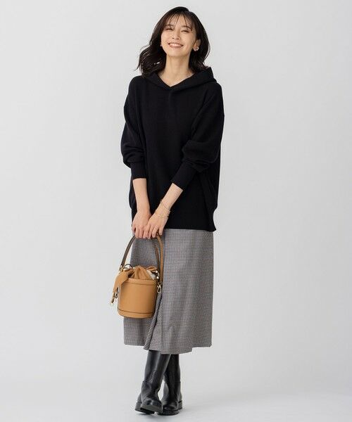 L size ONWARD(大きいサイズ) / エルサイズオンワード ミニ・ひざ丈スカート | ウールミルドストレッチ チェック フロントタックAラインスカート | 詳細8