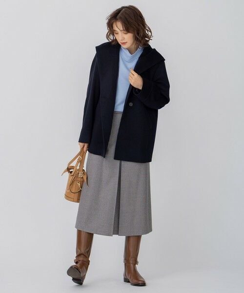 L size ONWARD(大きいサイズ) / エルサイズオンワード ミニ・ひざ丈スカート | ウールミルドストレッチ チェック フロントタックAラインスカート | 詳細10