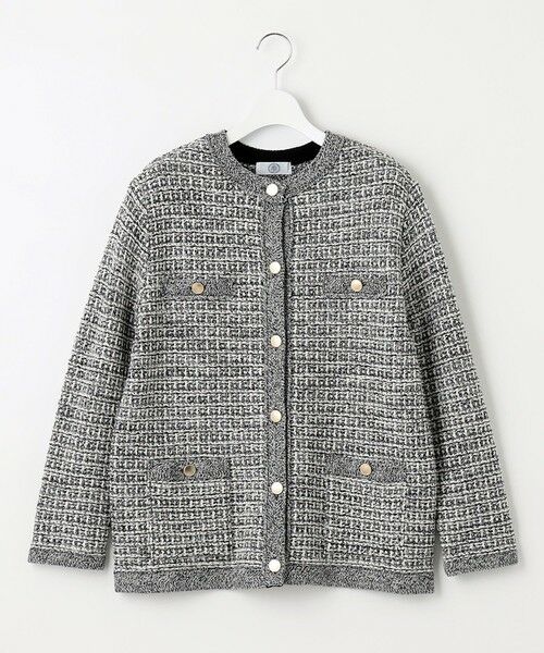 【洗える】TWEED KNIT ミドル カーディガン