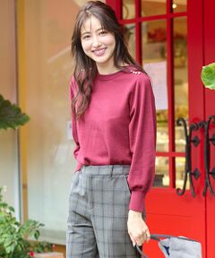 L size ONWARD(大きいサイズ) / エルサイズオンワード ニット・セーター | 【Oggi1月号掲載】ショルダーパール調 ニット