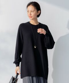 【洗える】レーヨンポリエステルスムース チュニック丈ニット