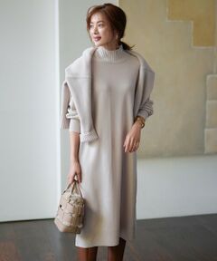 L size ONWARD(大きいサイズ) / エルサイズオンワード ミニ丈・ひざ丈ワンピース | 【CLASSY.12月号掲載】】ウールカシミヤブレンド ハイネック ワンピース