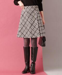 L size ONWARD(大きいサイズ) / エルサイズオンワード ミニ・ひざ丈スカート | ツイードラップミニ スカート