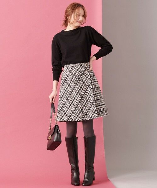 L size ONWARD(大きいサイズ) / エルサイズオンワード ミニ・ひざ丈スカート | ツイードラップミニ スカート | 詳細1