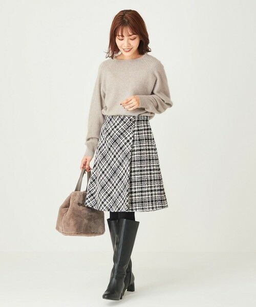 L size ONWARD(大きいサイズ) / エルサイズオンワード ミニ・ひざ丈スカート | ツイードラップミニ スカート | 詳細3