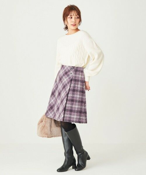 L size ONWARD(大きいサイズ) / エルサイズオンワード ミニ・ひざ丈スカート | ツイードラップミニ スカート | 詳細5