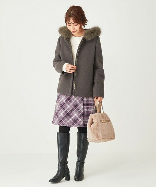 L size ONWARD(大きいサイズ) / エルサイズオンワード ミニ・ひざ丈スカート | ツイードラップミニ スカート | 詳細6