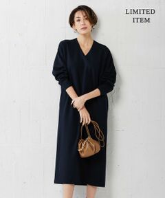 L size ONWARD(大きいサイズ) / エルサイズオンワード ロング・マキシ丈ワンピース | 【WEB限定】 ストレッチポンチ Vネックワンピース