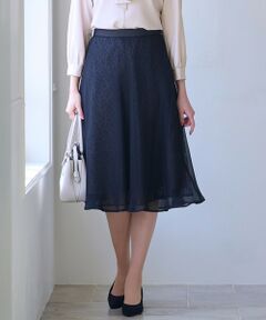 L size ONWARD(大きいサイズ) / エルサイズオンワード ミニ・ひざ丈スカート | 【洗える】レーシーミルフィーユ スカート