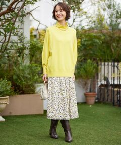 L size ONWARD(大きいサイズ) / エルサイズオンワード ミニ・ひざ丈スカート | 【洗える】プティフラワープリント ティアードスカート