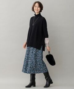 L size ONWARD(大きいサイズ) / エルサイズオンワード ミニ・ひざ丈スカート | 【洗える】プティフラワープリント ティアードスカート