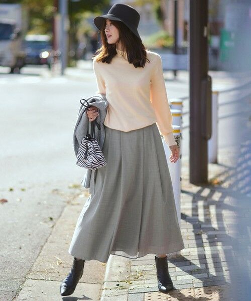 L size ONWARD(大きいサイズ) / エルサイズオンワード ミニ・ひざ丈スカート | 【洗える】ウールブレンドストレッチ フレアスカート | 詳細1