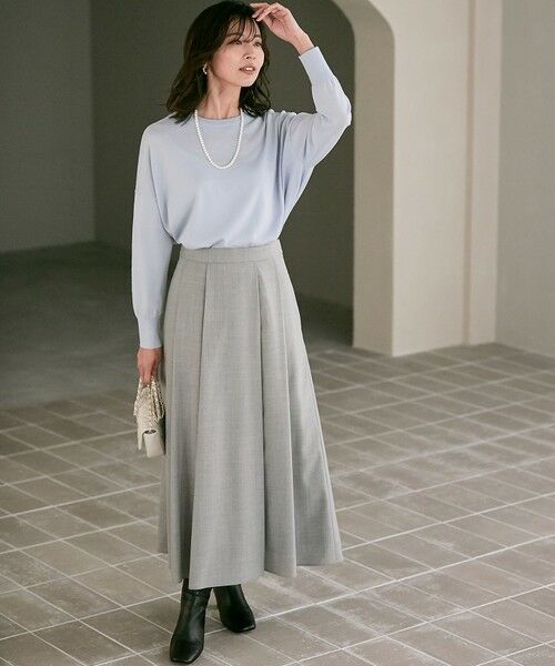 L size ONWARD(大きいサイズ) / エルサイズオンワード ミニ・ひざ丈スカート | 【洗える】ウールブレンドストレッチ フレアスカート | 詳細2